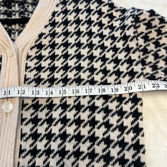 SHEIN Houndstooth V Neck Button Down Cardigan Black/Cream - Picture 7 of 9